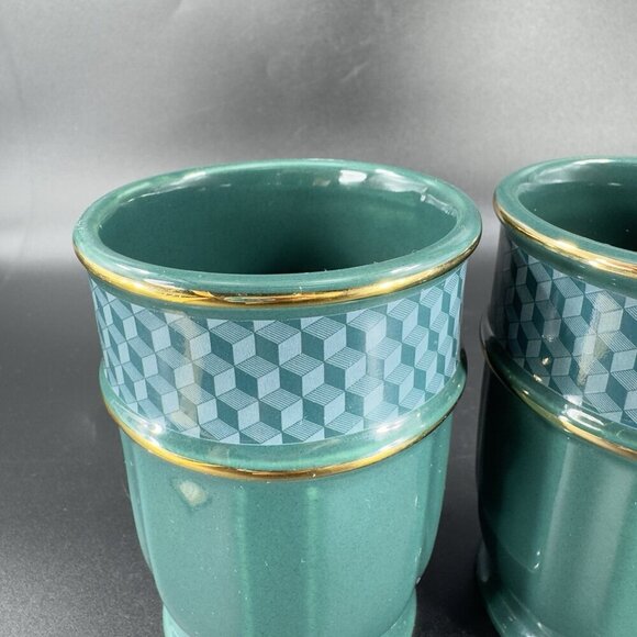 Royal Velvet Illusion Bathroom Cup Tumbler Set 2 Tumblers Cups Porcelain Marked - Picture 6 of 7